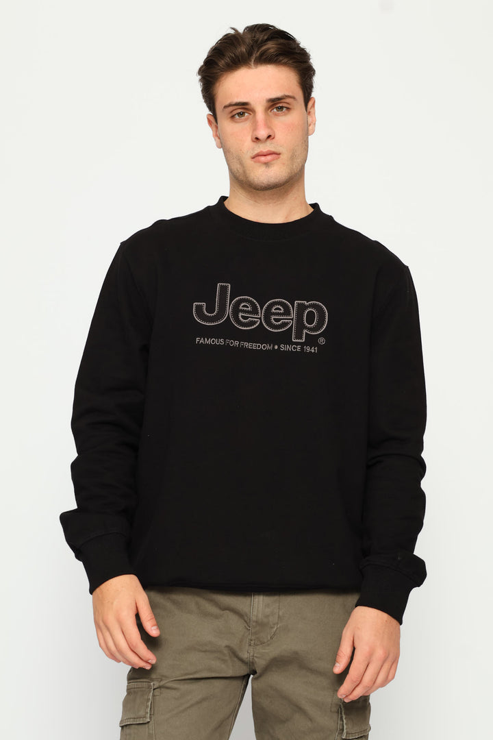 Core Applique Fleece Crewneck - Black