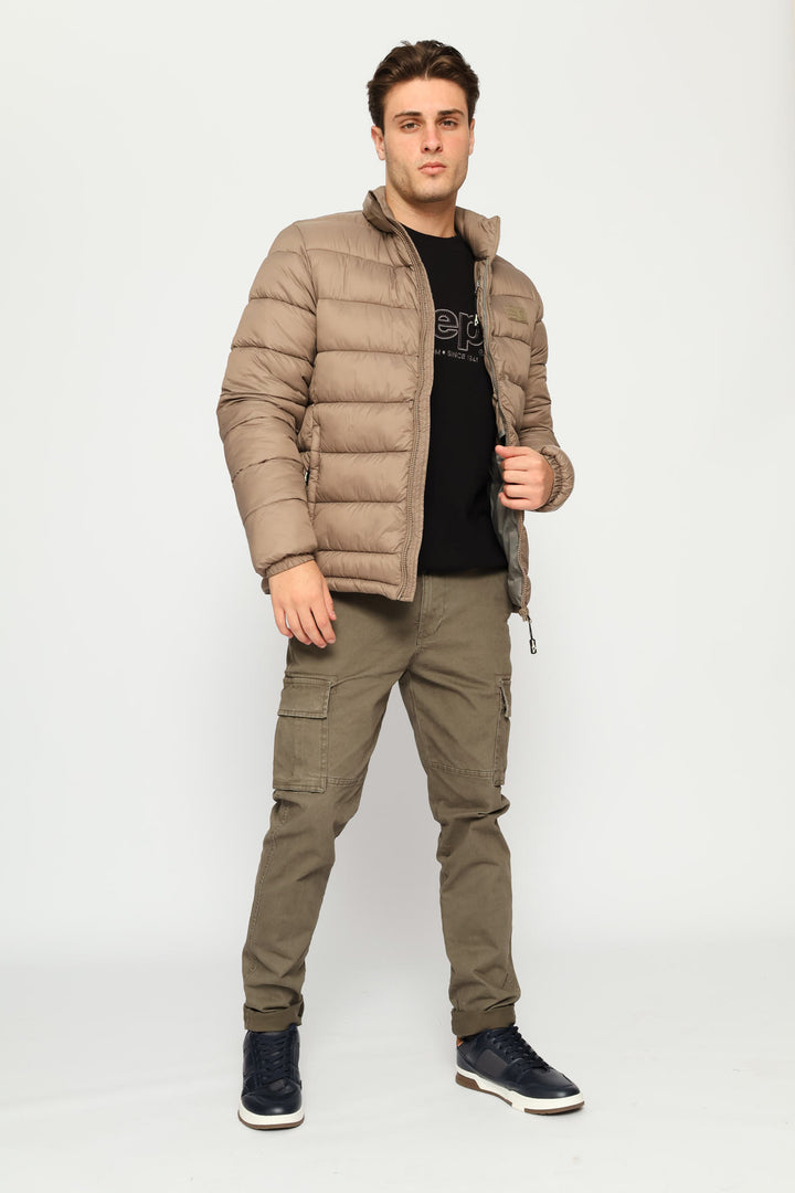 Core Long Sleeve Puffer Jacket - Brown