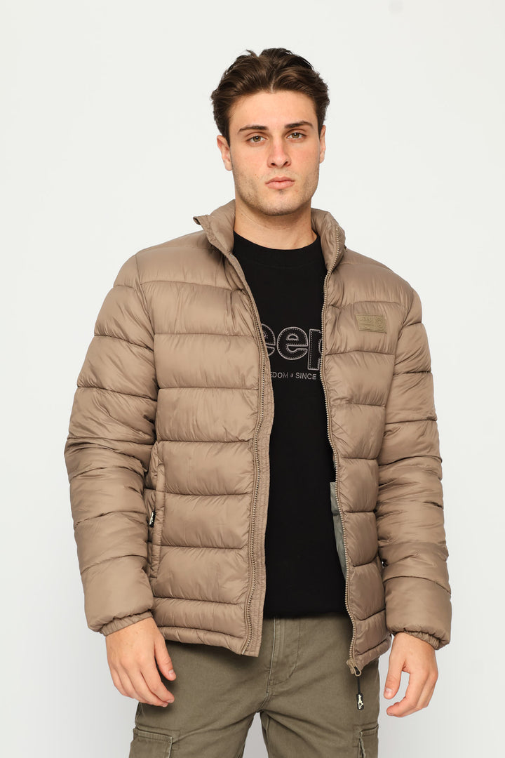 Core Long Sleeve Puffer Jacket - Brown