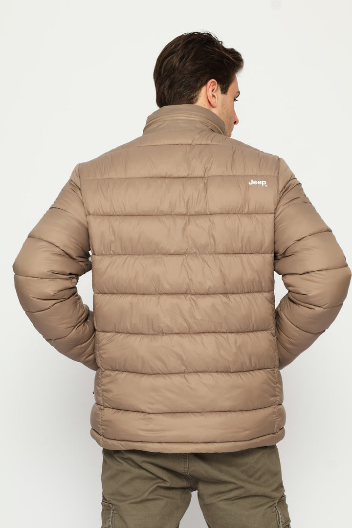 Core Long Sleeve Puffer Jacket - Brown