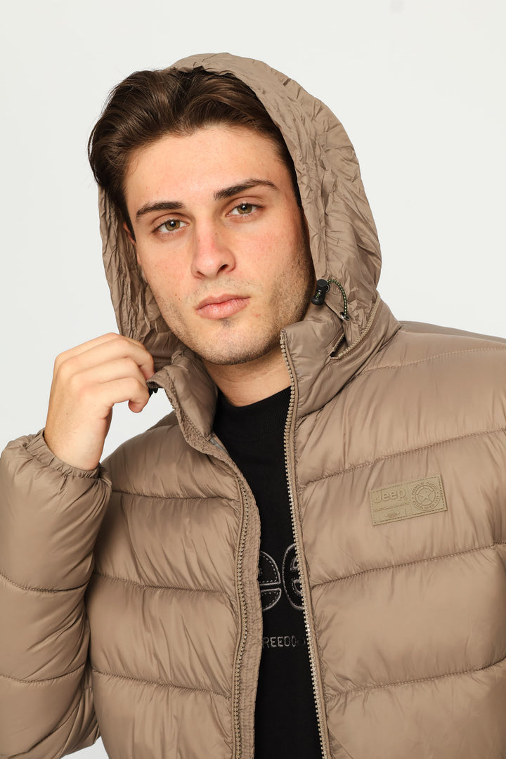 Core Long Sleeve Puffer Jacket - Brown
