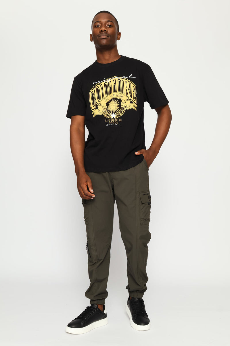 Couture Statement Front Print Tee - Black