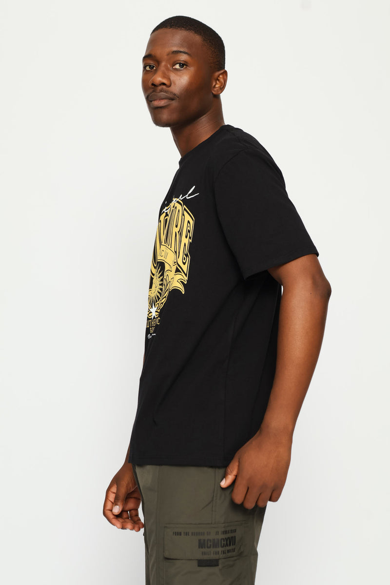 Couture Statement Front Print Tee - Black