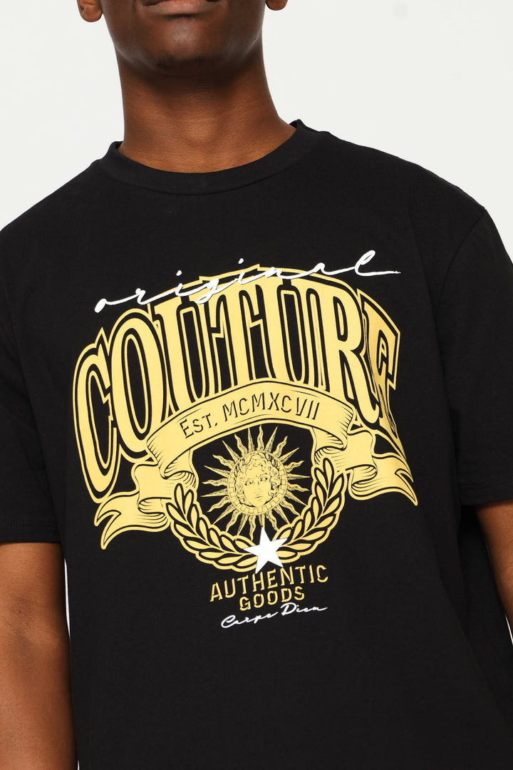 Couture Statement Front Print Tee - Black