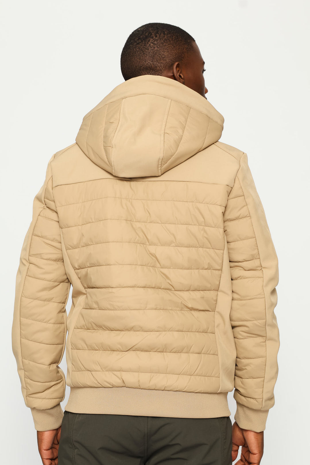 Taupe Hybrid Puffer Jackets - Taupe