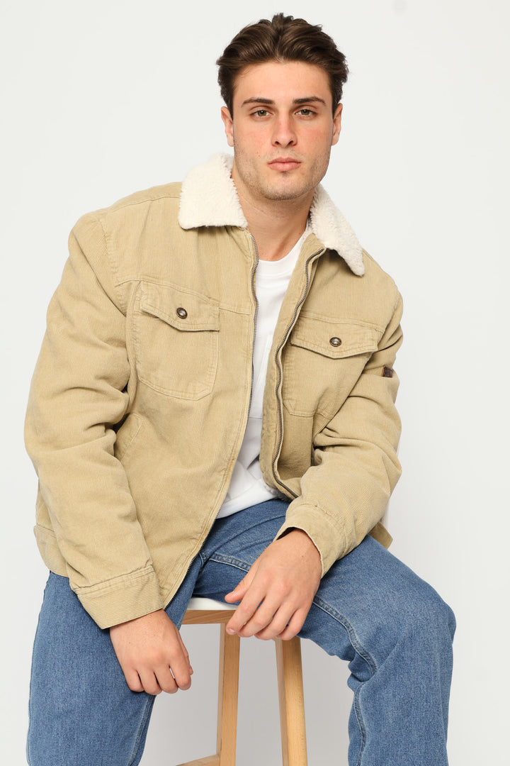 Corduroy Trucker Jacket - Taupe