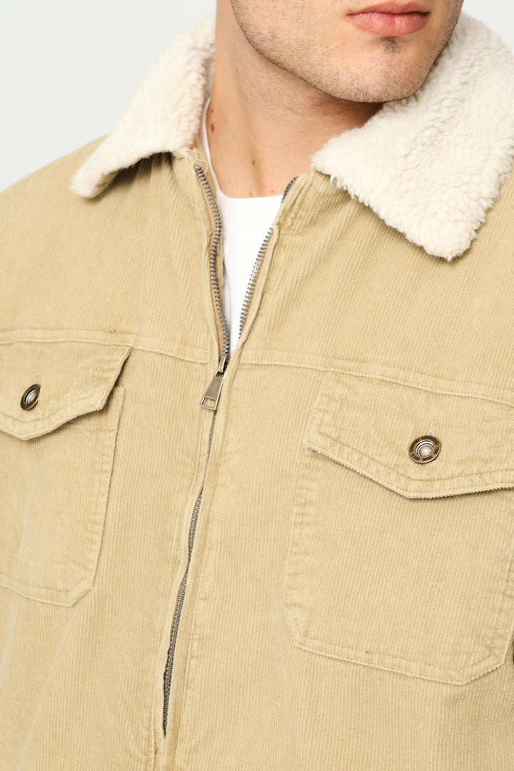 Corduroy Trucker Jacket - Taupe