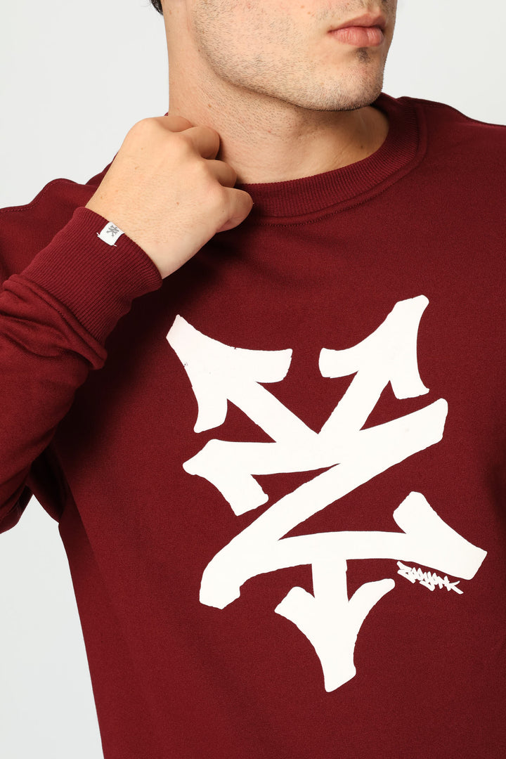 Large Logo Crew Top - Burgundy