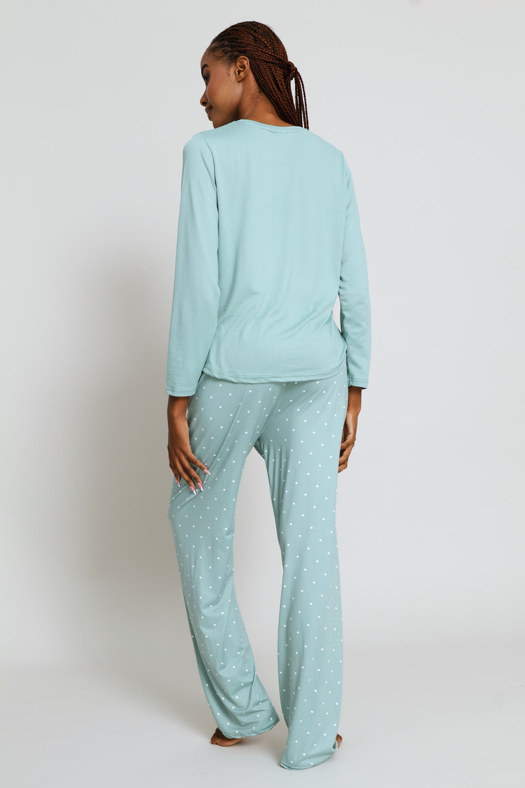 Weekend Ready Soft Touch Long Sleeve Top & Pant Set - Duck Egg