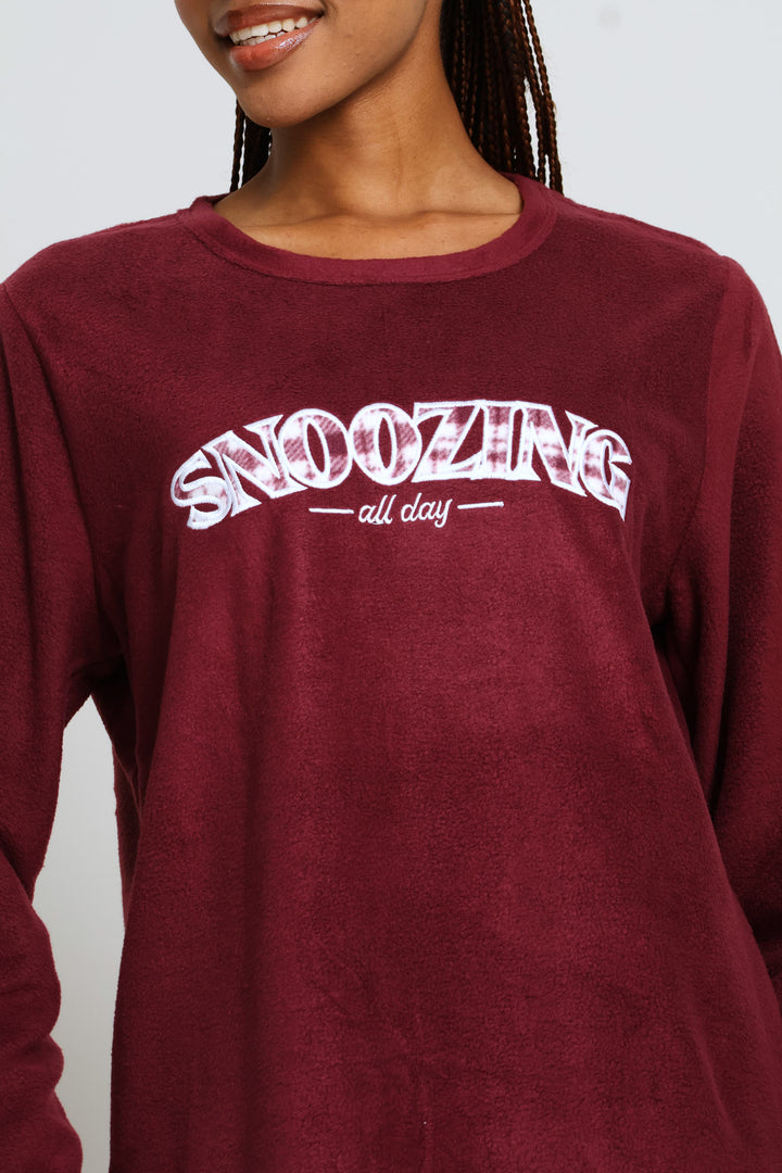 Snoozing Polar Fleece Mother'S Day Set - Burgundy