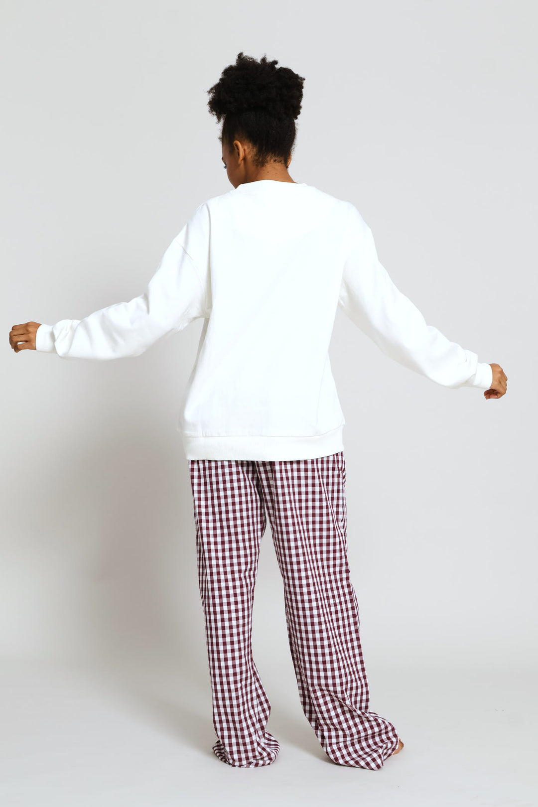 Long Sleeve Fleece Pullover & Woven Pant Set - Cream