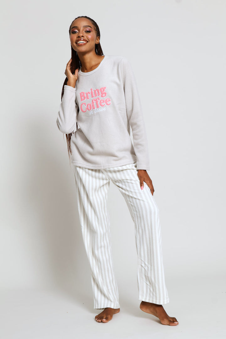 Bring Coffee Polar Fleece Mother'S Day Set - Grey