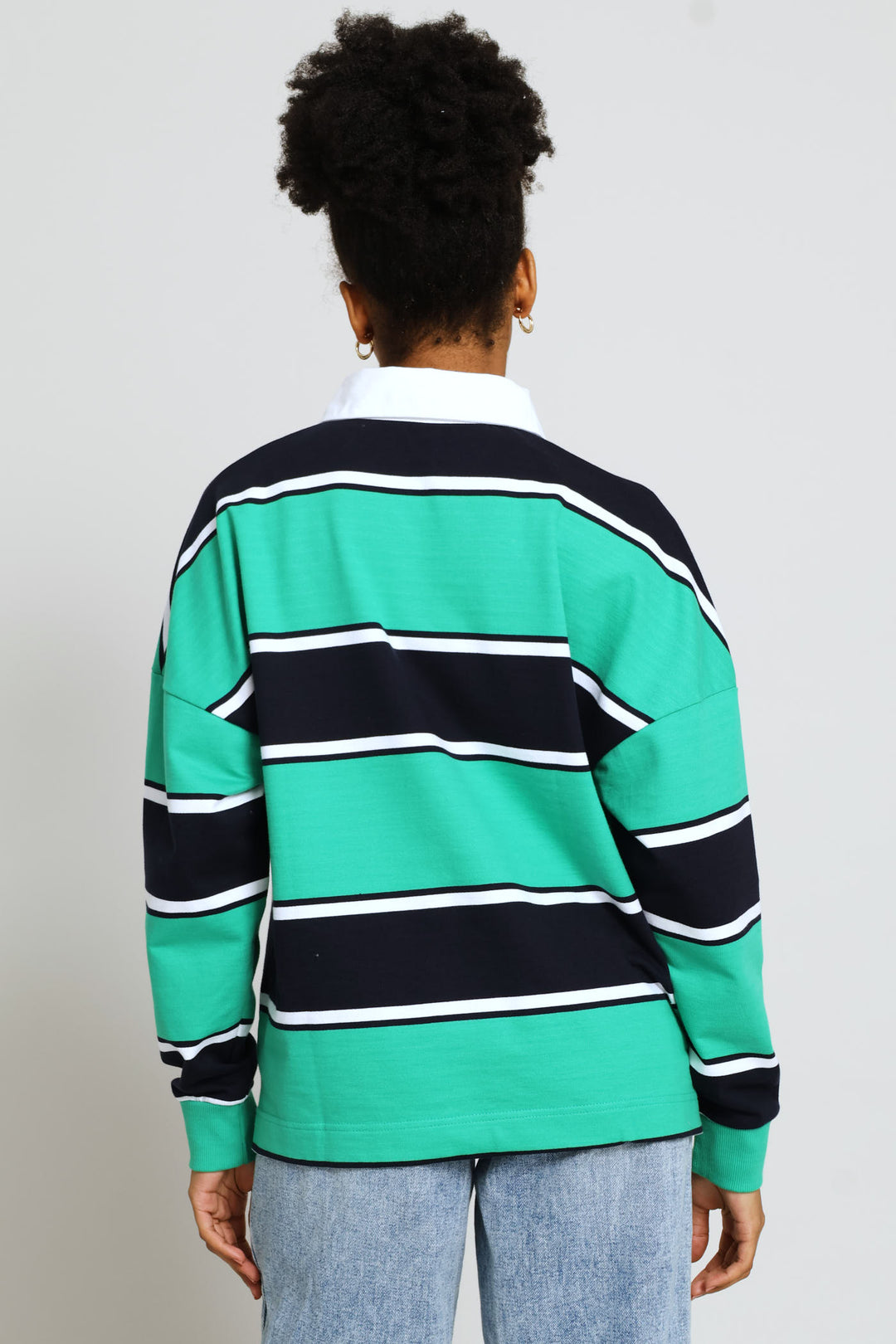 Yarn Dye Stripe Fleece Rugby Top - Navy/Green