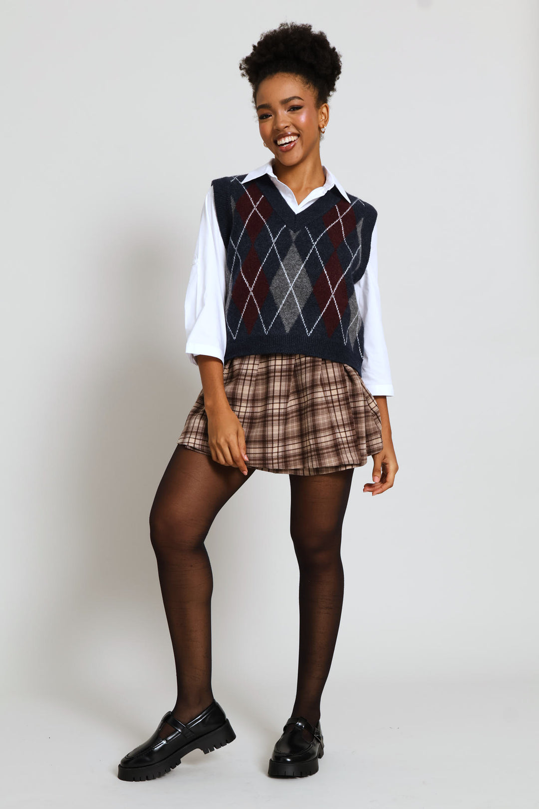 Argyle Knitted Vest - Navy