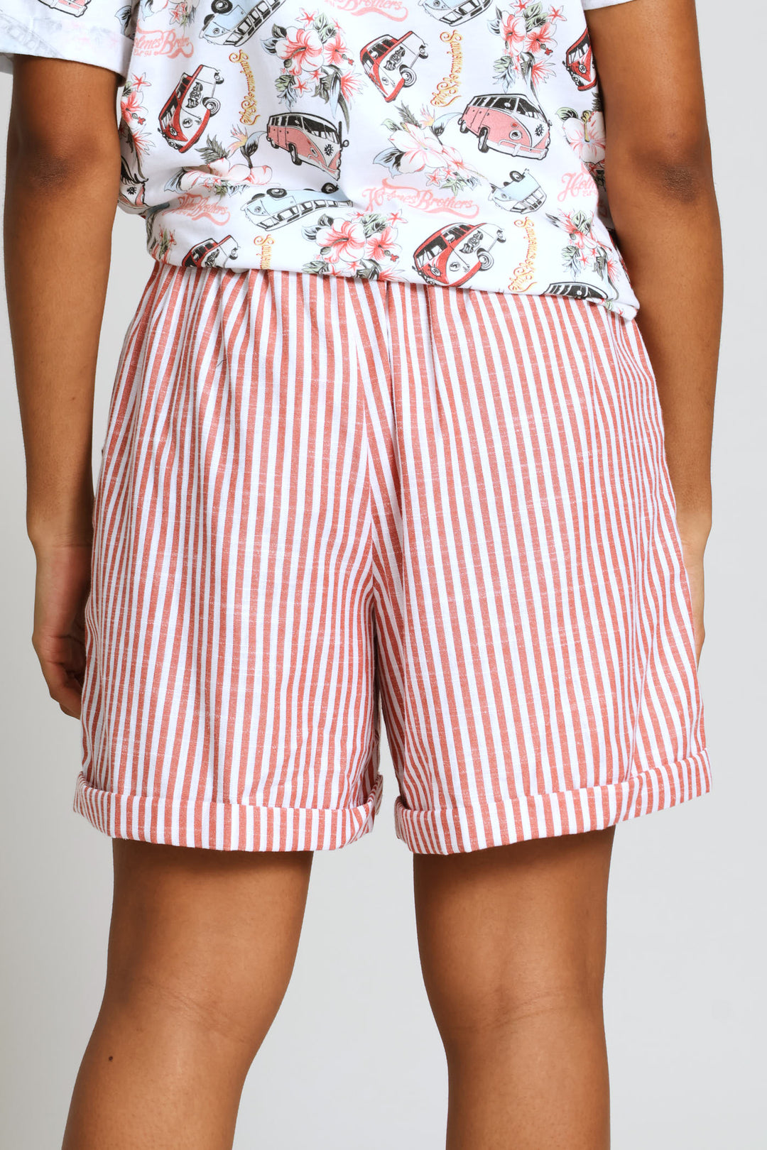 Tangerine Stripe Elasticated Short - Orange