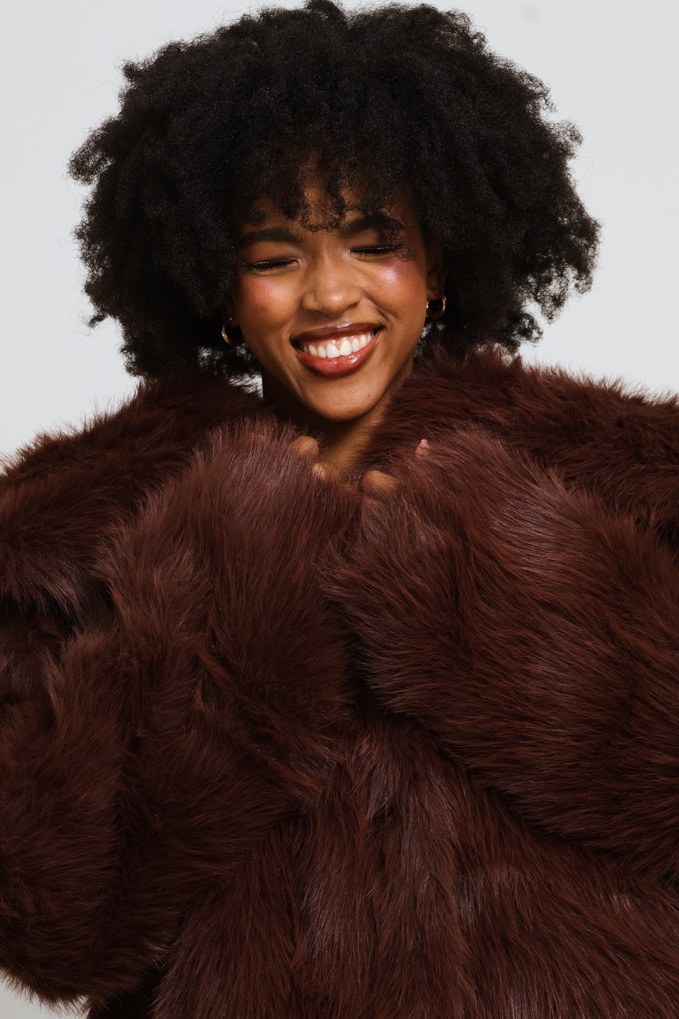 Ladies Faux Fur Jacket - Chocolate – Edgars