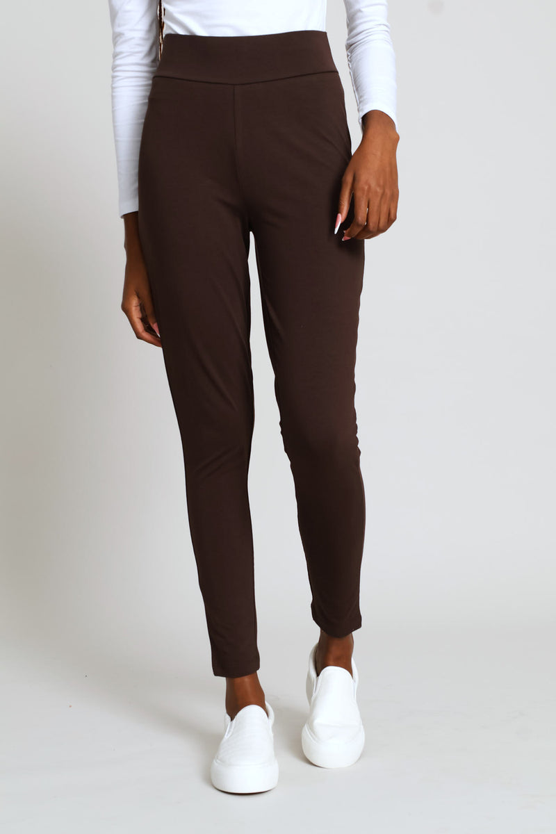 Wide Waistband Basic Legging - Chocolate