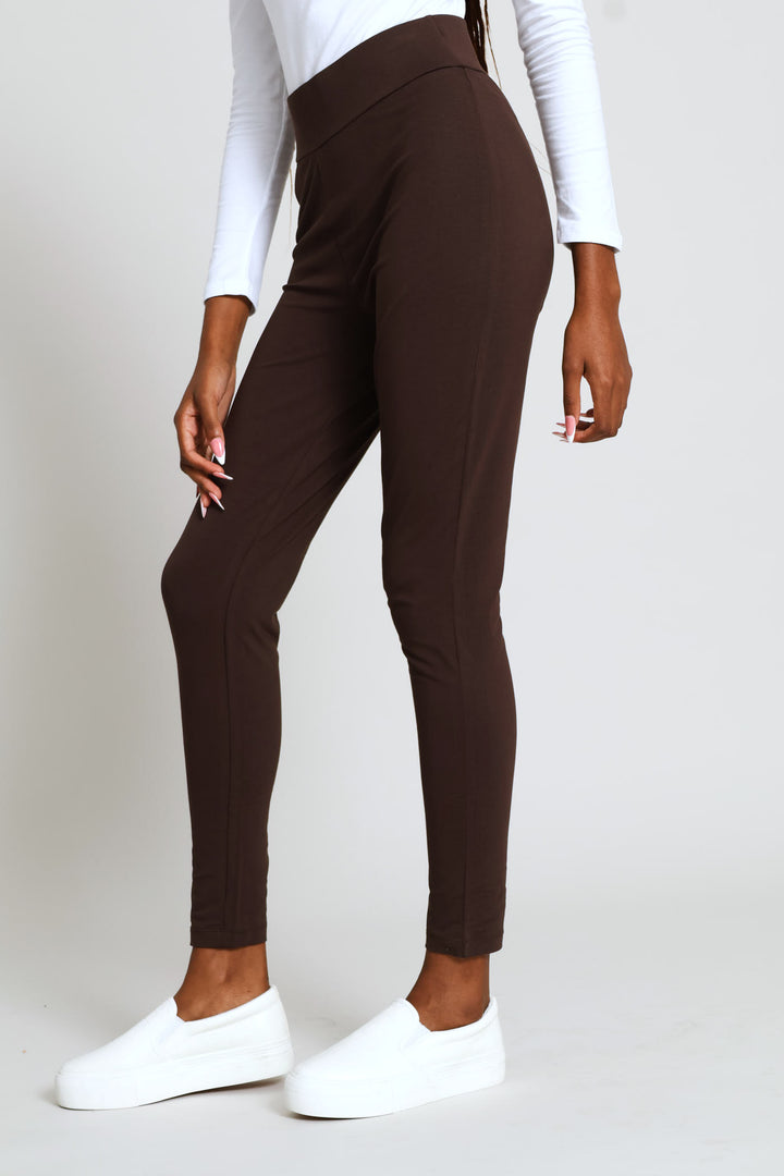 Wide Waistband Basic Legging - Chocolate