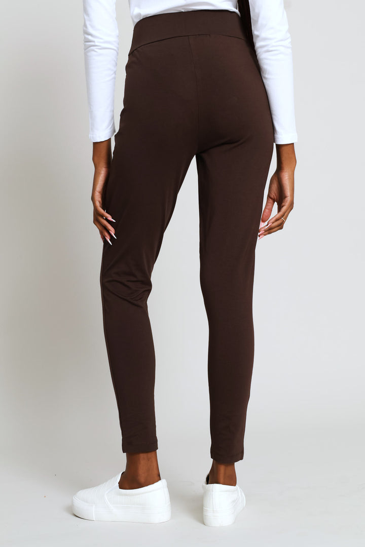 Wide Waistband Basic Legging - Chocolate