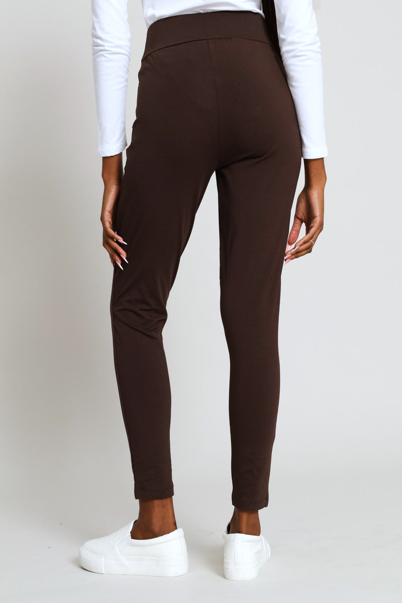 Wide Waistband Basic Legging - Chocolate