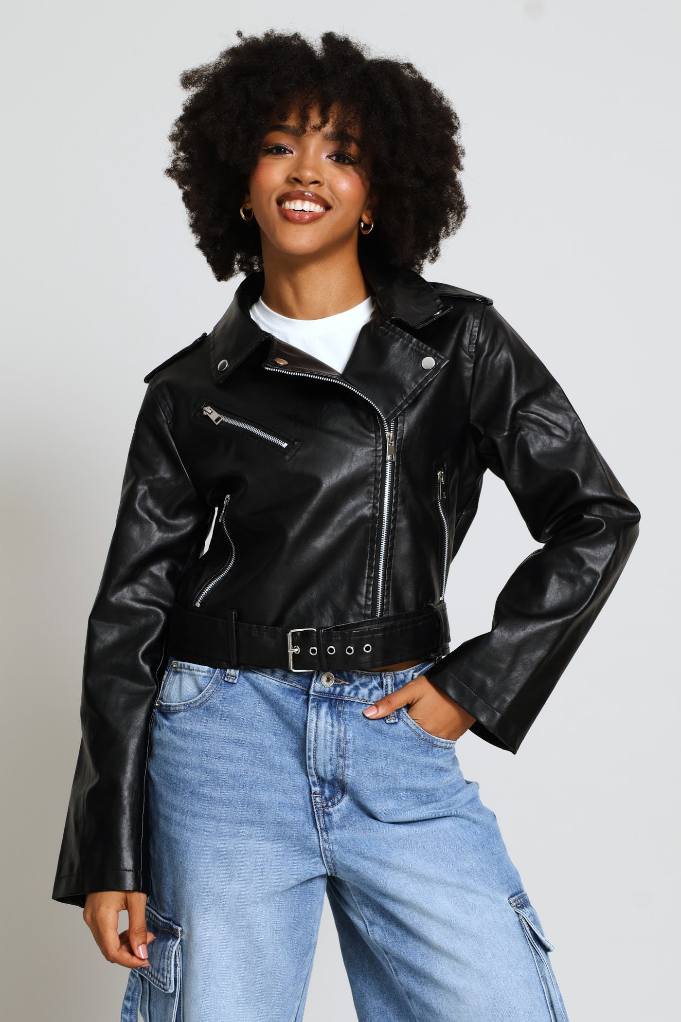 Ladies Biker Jacket - Black – Edgars
