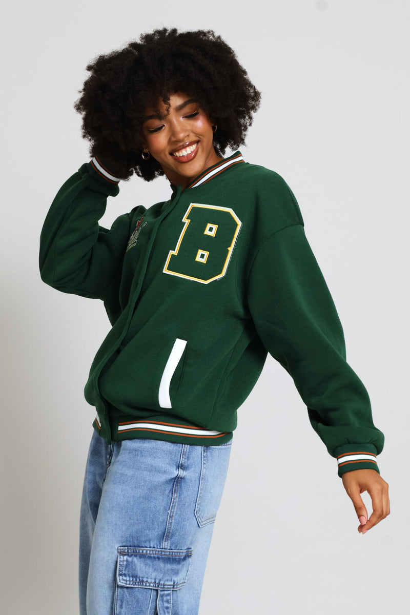Baseball Fleece Jacket - Bottle Green