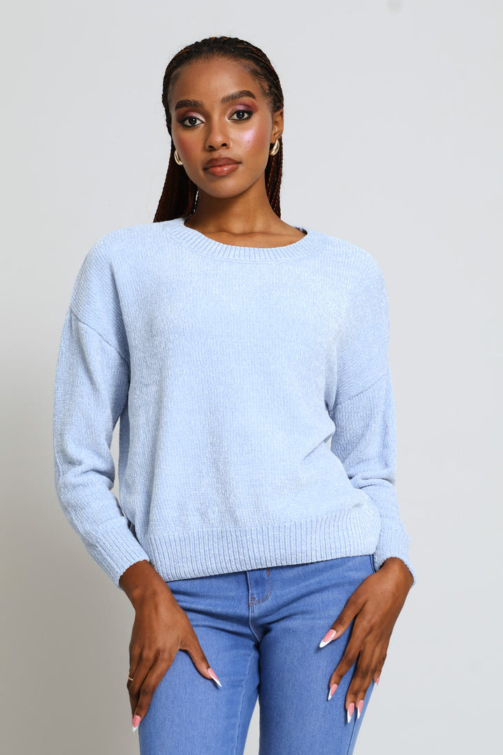 Chenille Pullover - Light Blue