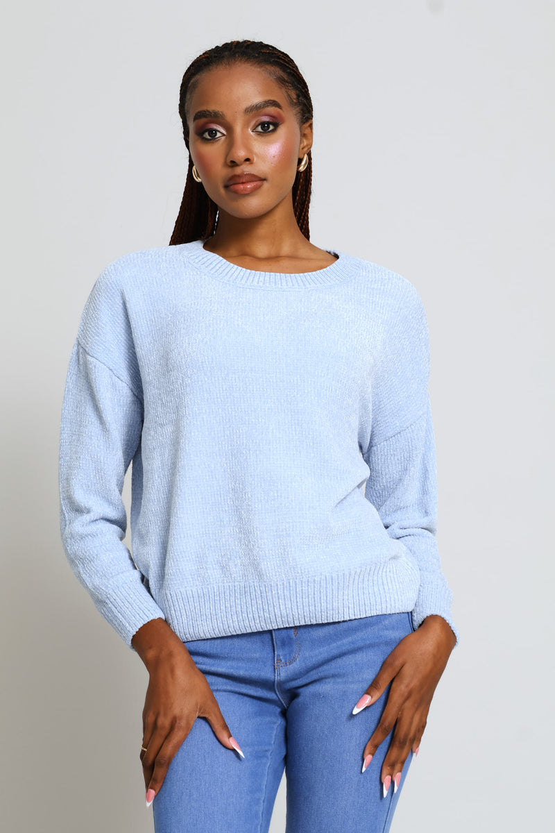 Chenille Pullover - Light Blue
