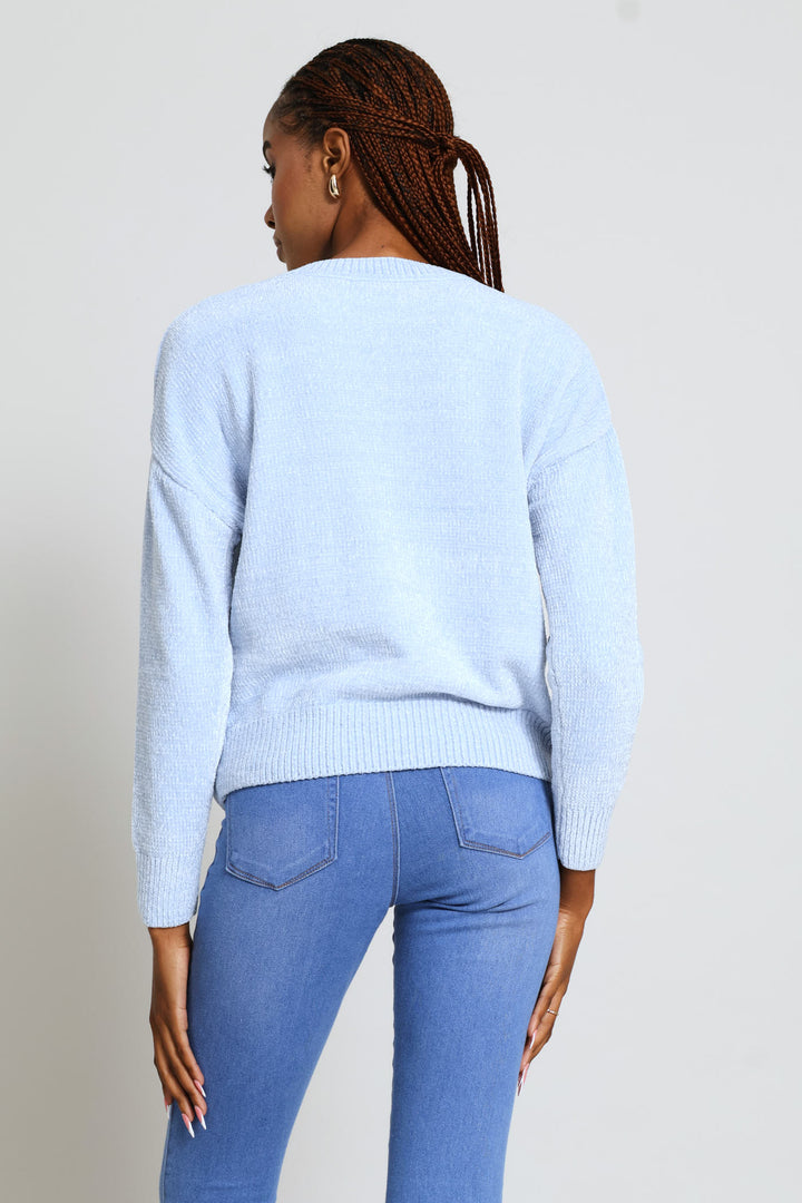 Chenille Pullover - Light Blue