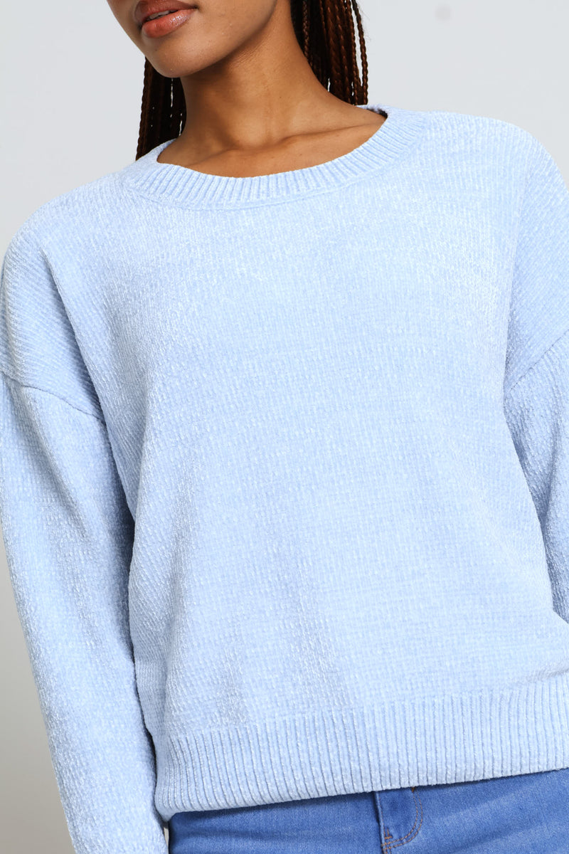 Chenille Pullover - Light Blue