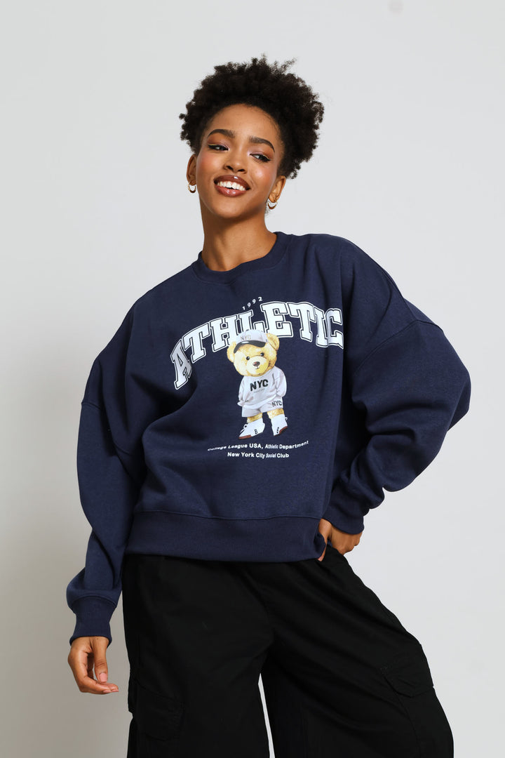 Teddy Crew Fleece Pullover - Navy