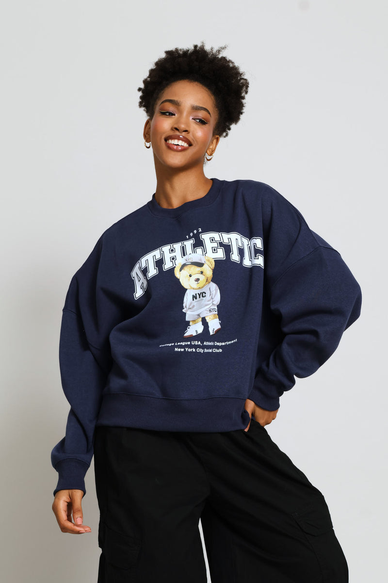 Teddy Crew Fleece Pullover - Navy