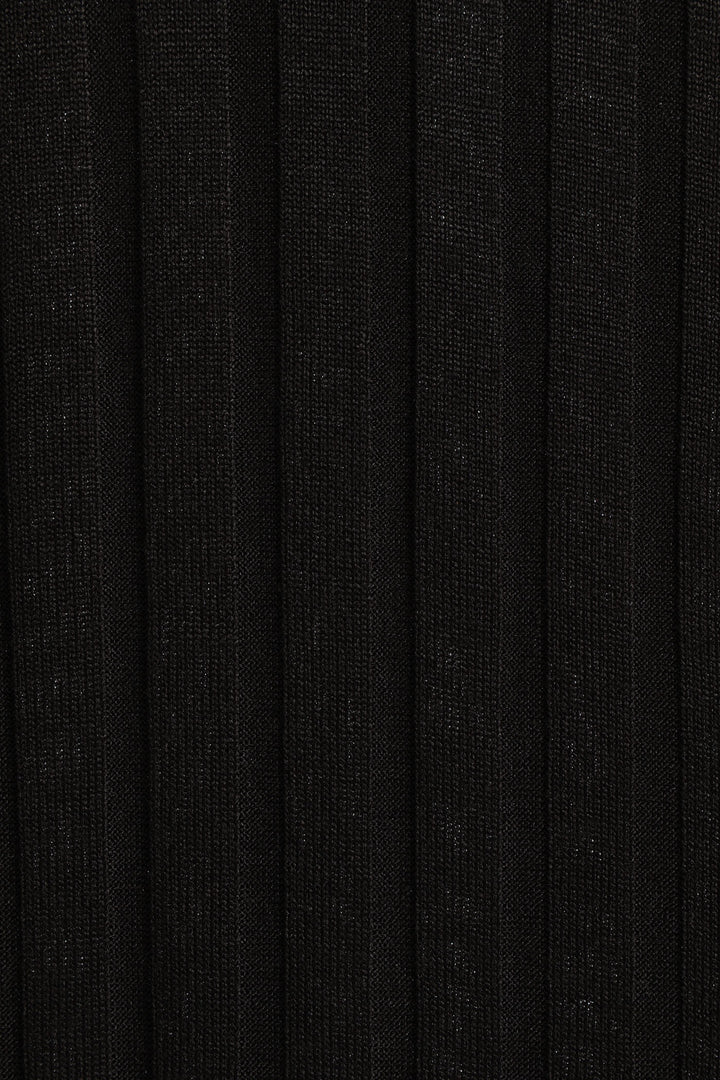 Ribbed Cut & Sew Mini Pinafore Dress - Black