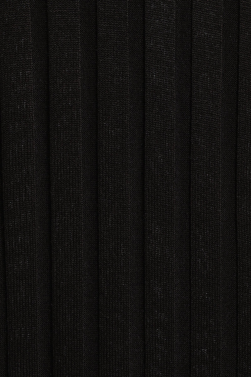 Ribbed Cut & Sew Mini Pinafore Dress - Black