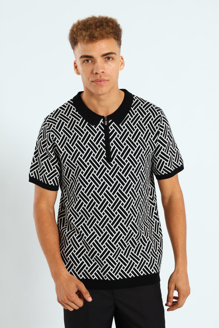 Knit Monochrome Golfer - Black/White