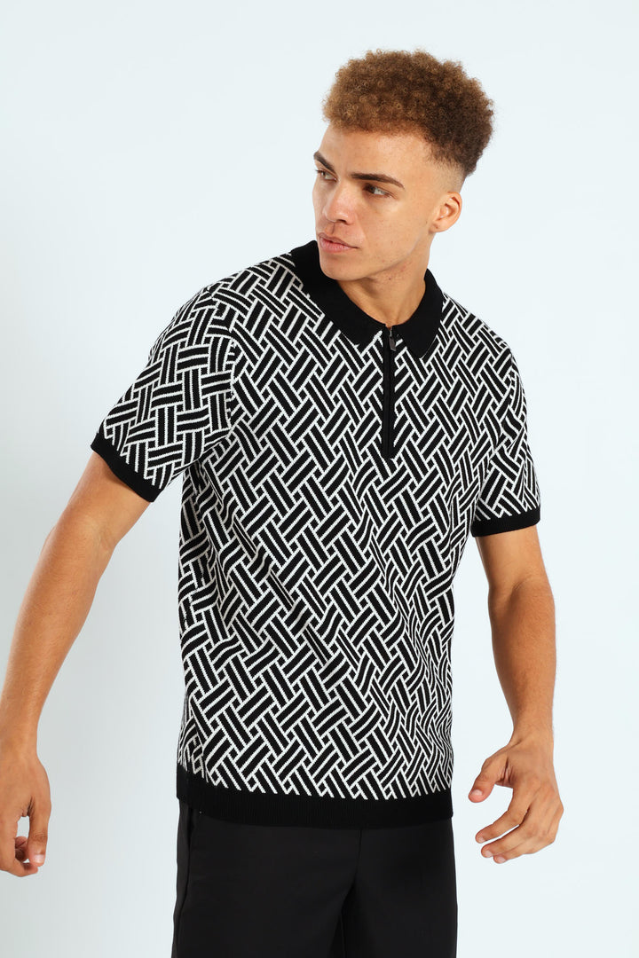 Knit Monochrome Golfer - Black/White