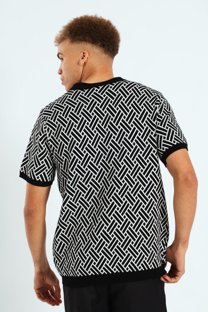 Knit Monochrome Golfer - Black/White