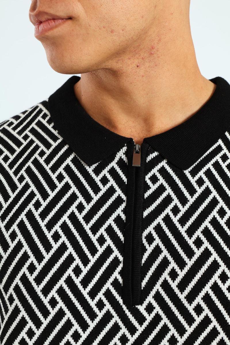 Knit Monochrome Golfer - Black/White