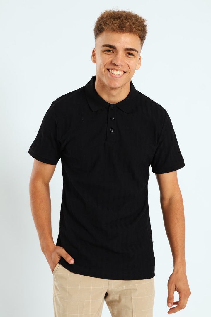 Short Sleeve Rib Golfer - Black