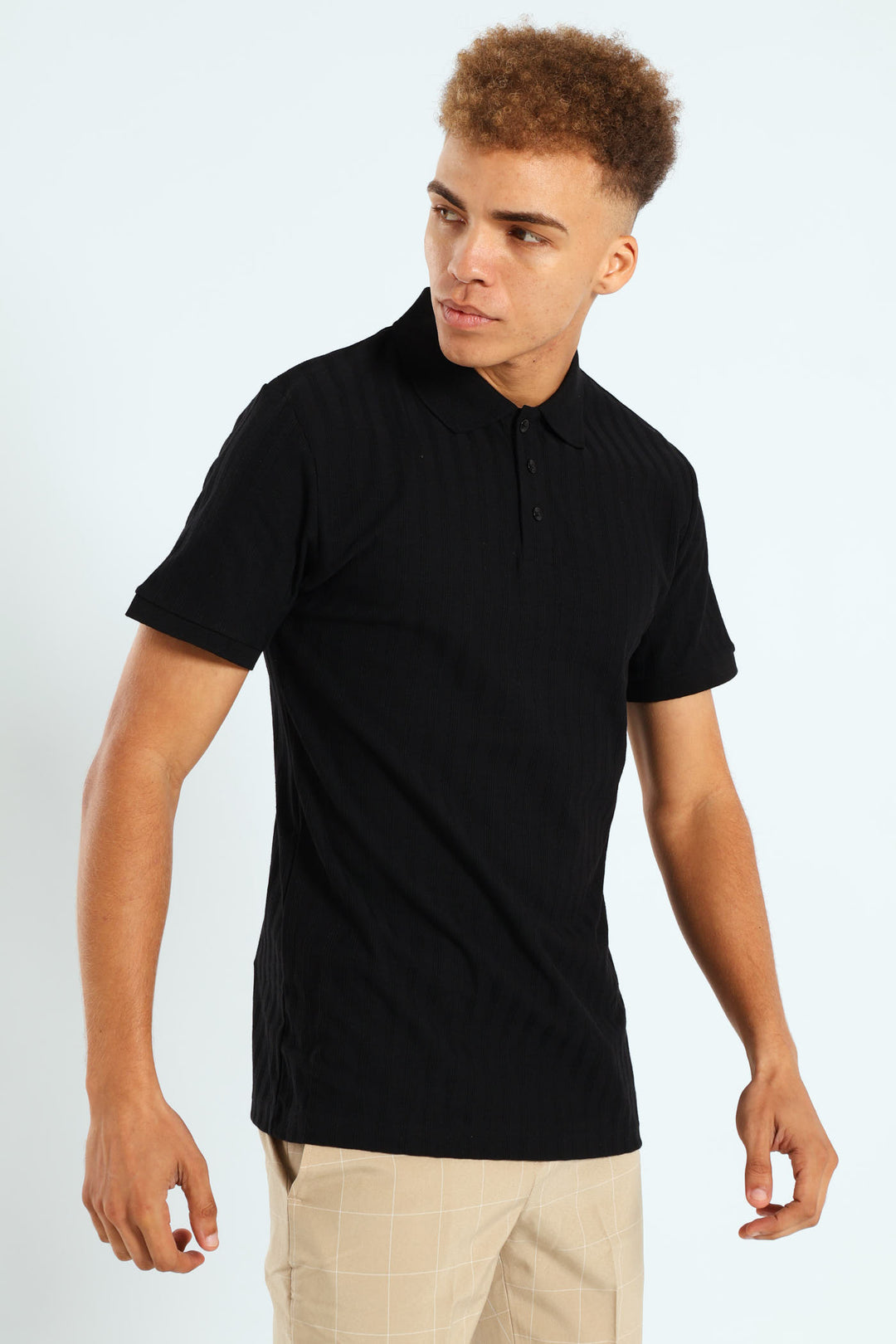 Short Sleeve Rib Golfer - Black