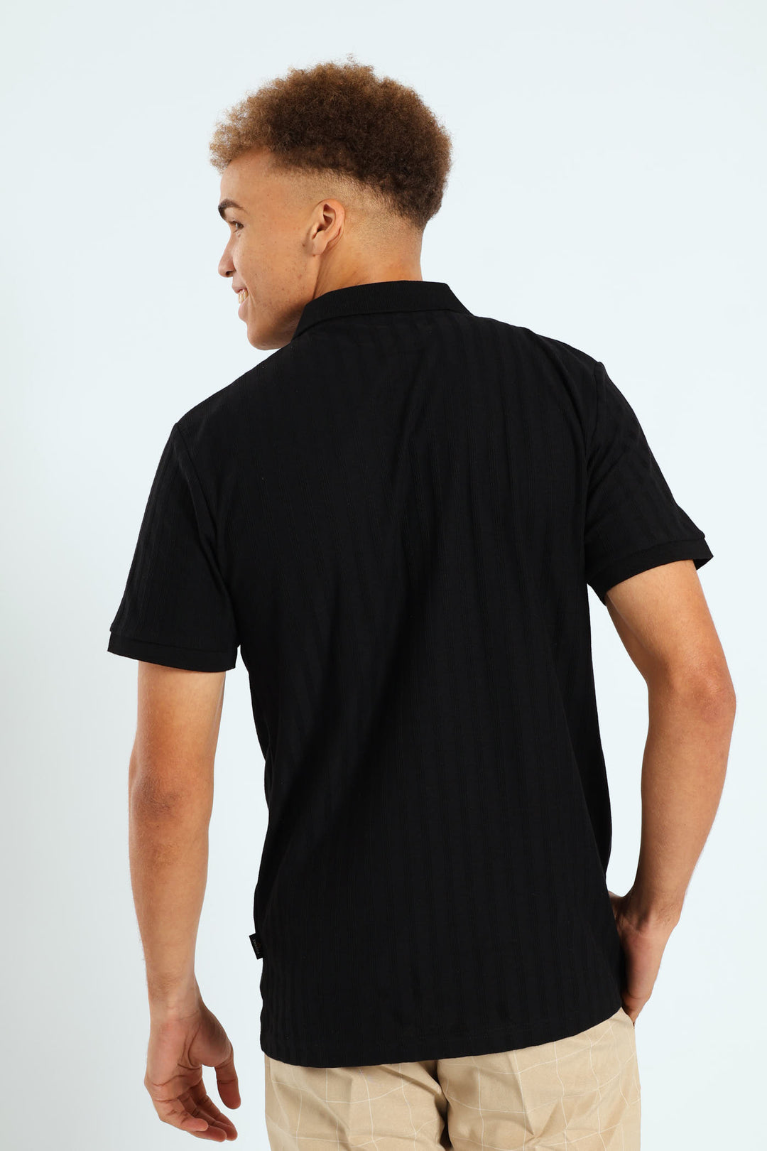 Short Sleeve Rib Golfer - Black