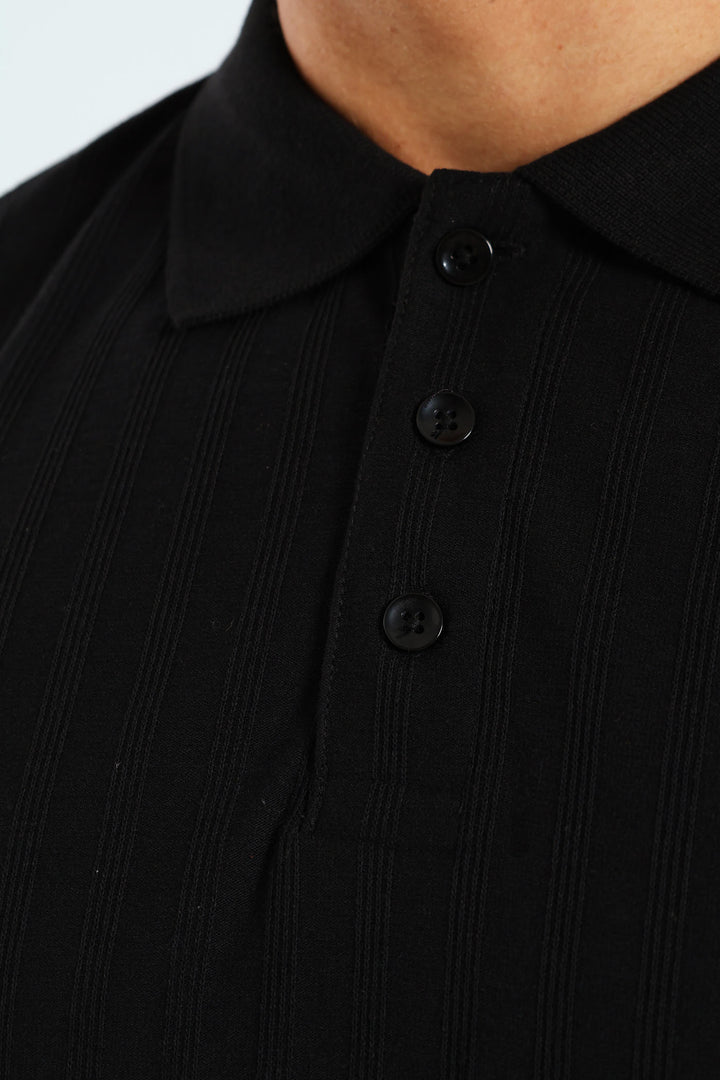 Short Sleeve Rib Golfer - Black