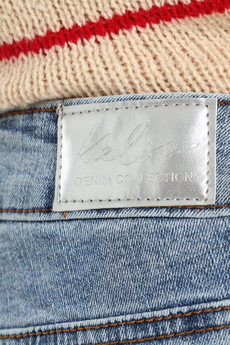 Hi-Rise Crosshatch Bootleg Jean - Light Wash