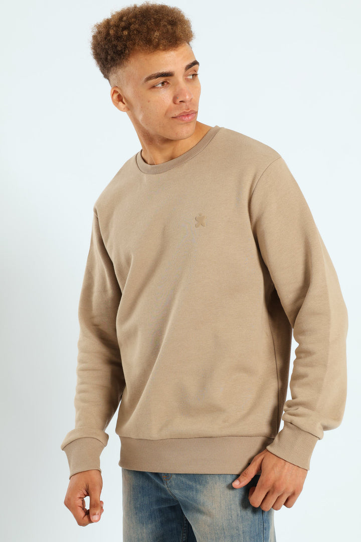 Plain Crew Fleece Track Top - Taupe