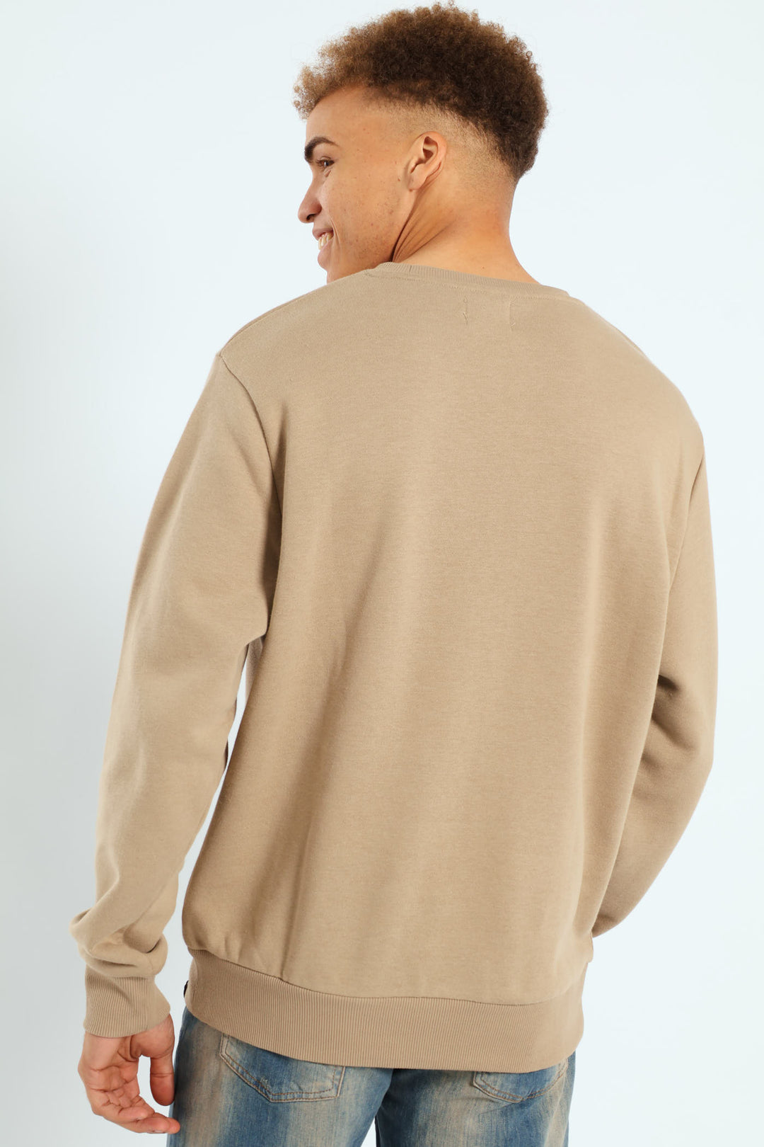 Plain Crew Fleece Track Top - Taupe