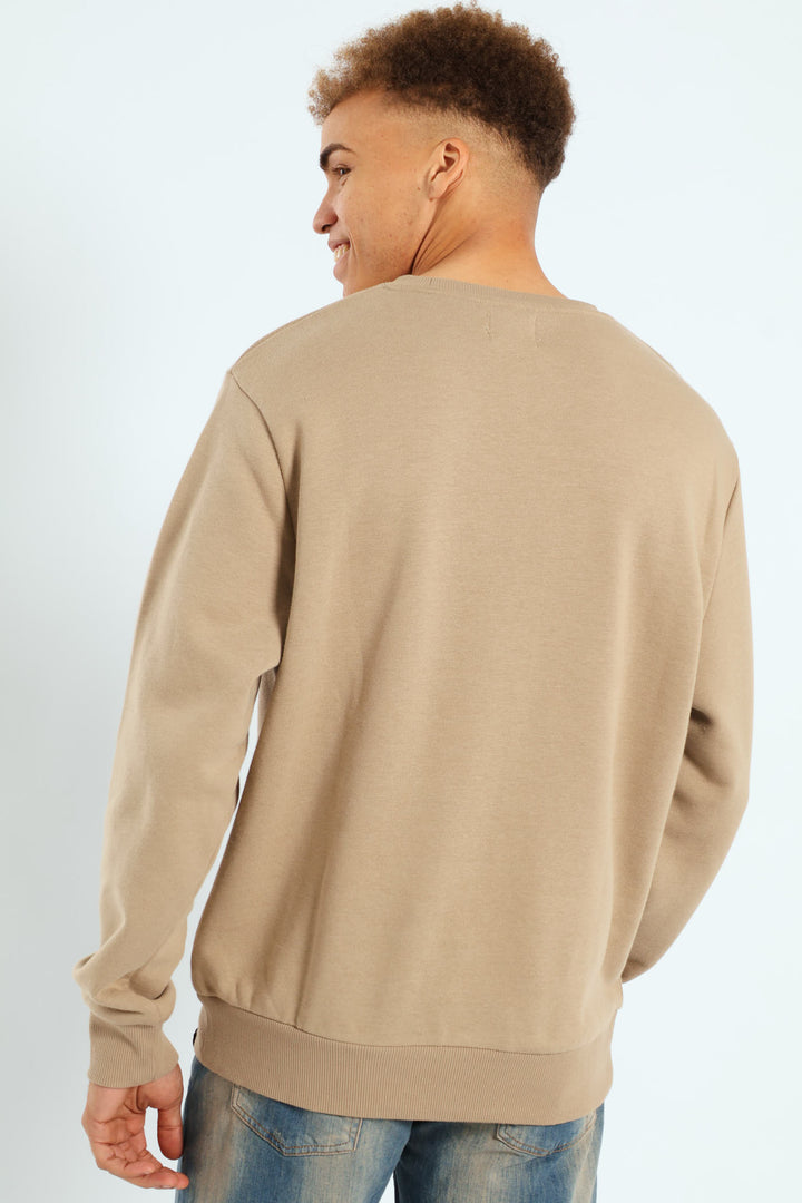 Plain Crew Fleece Track Top - Taupe