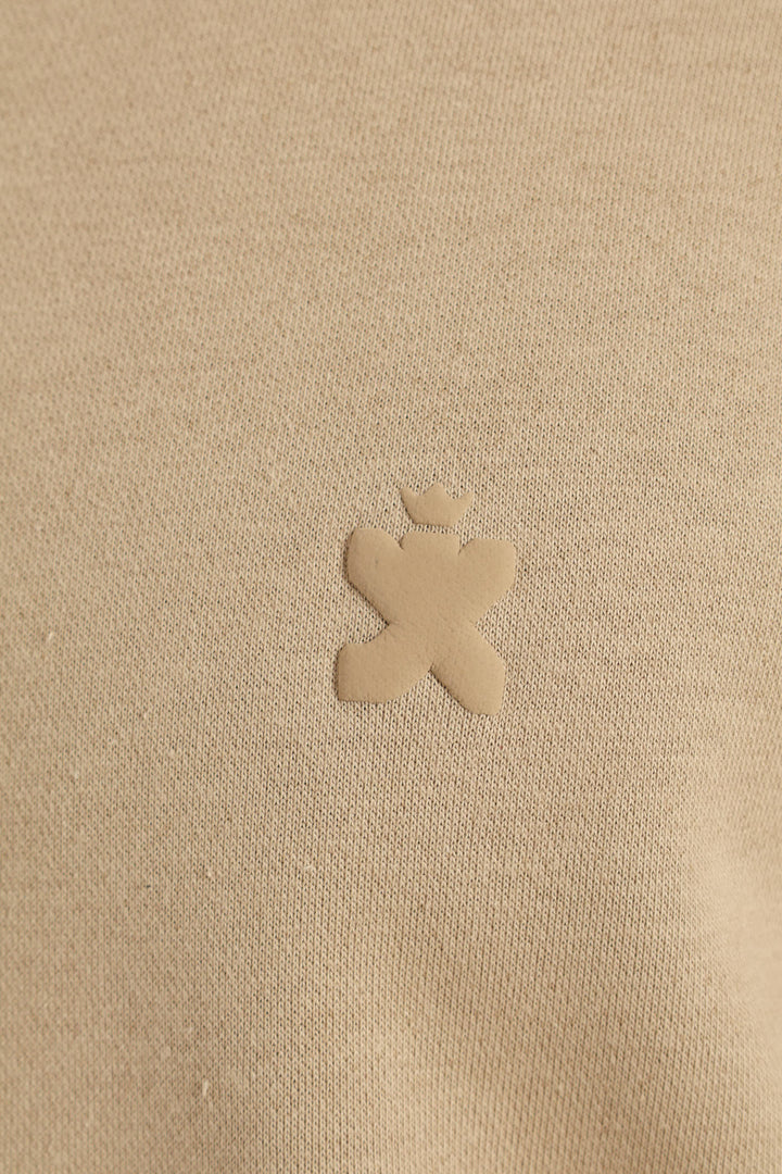 Plain Crew Fleece Track Top - Taupe