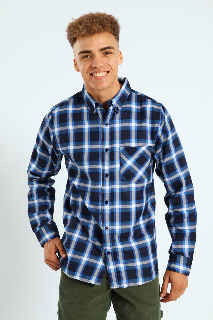 Long Sleeve Check Shirt - Blue