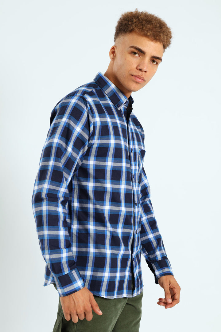 Long Sleeve Check Shirt - Blue