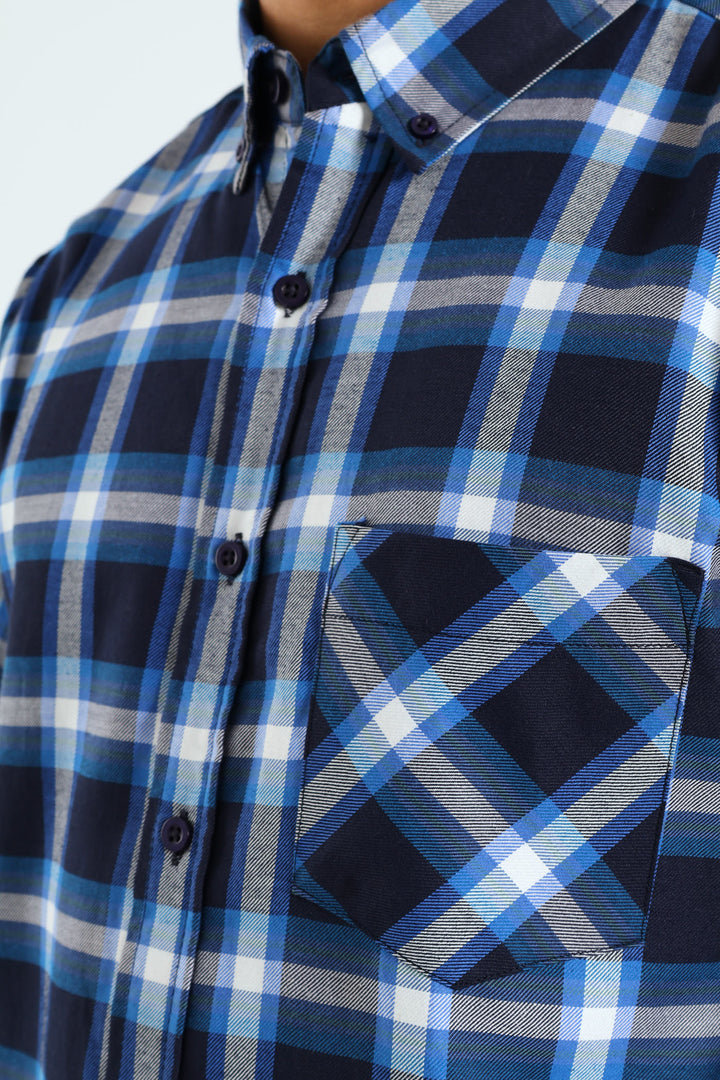 Long Sleeve Check Shirt - Blue